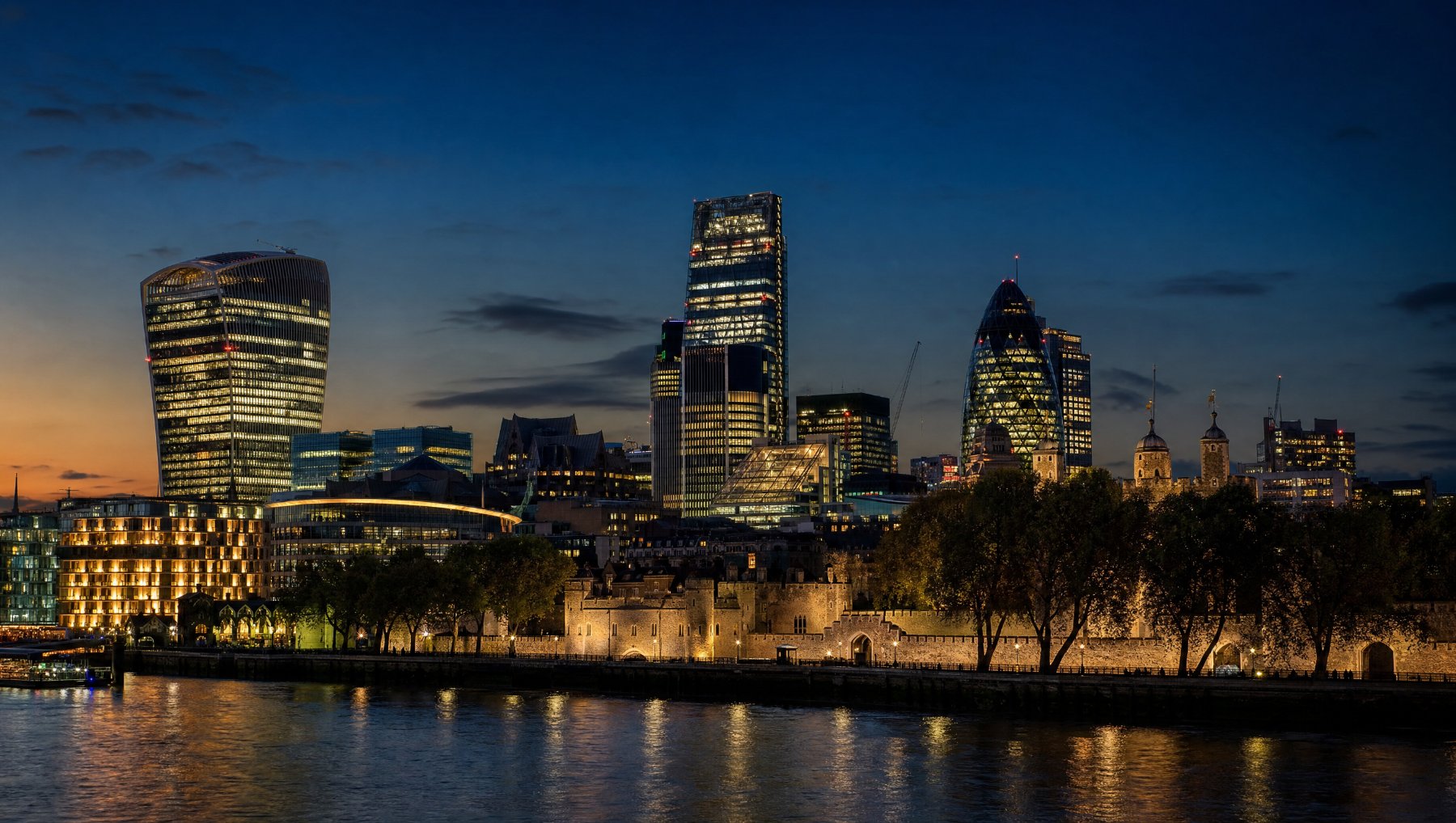 The City of London at blue hour