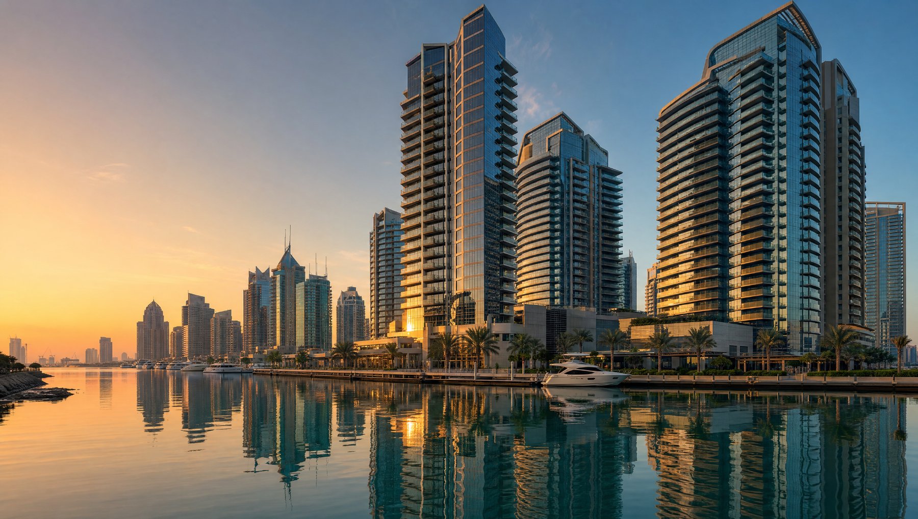 Dubai Marina at golden hour