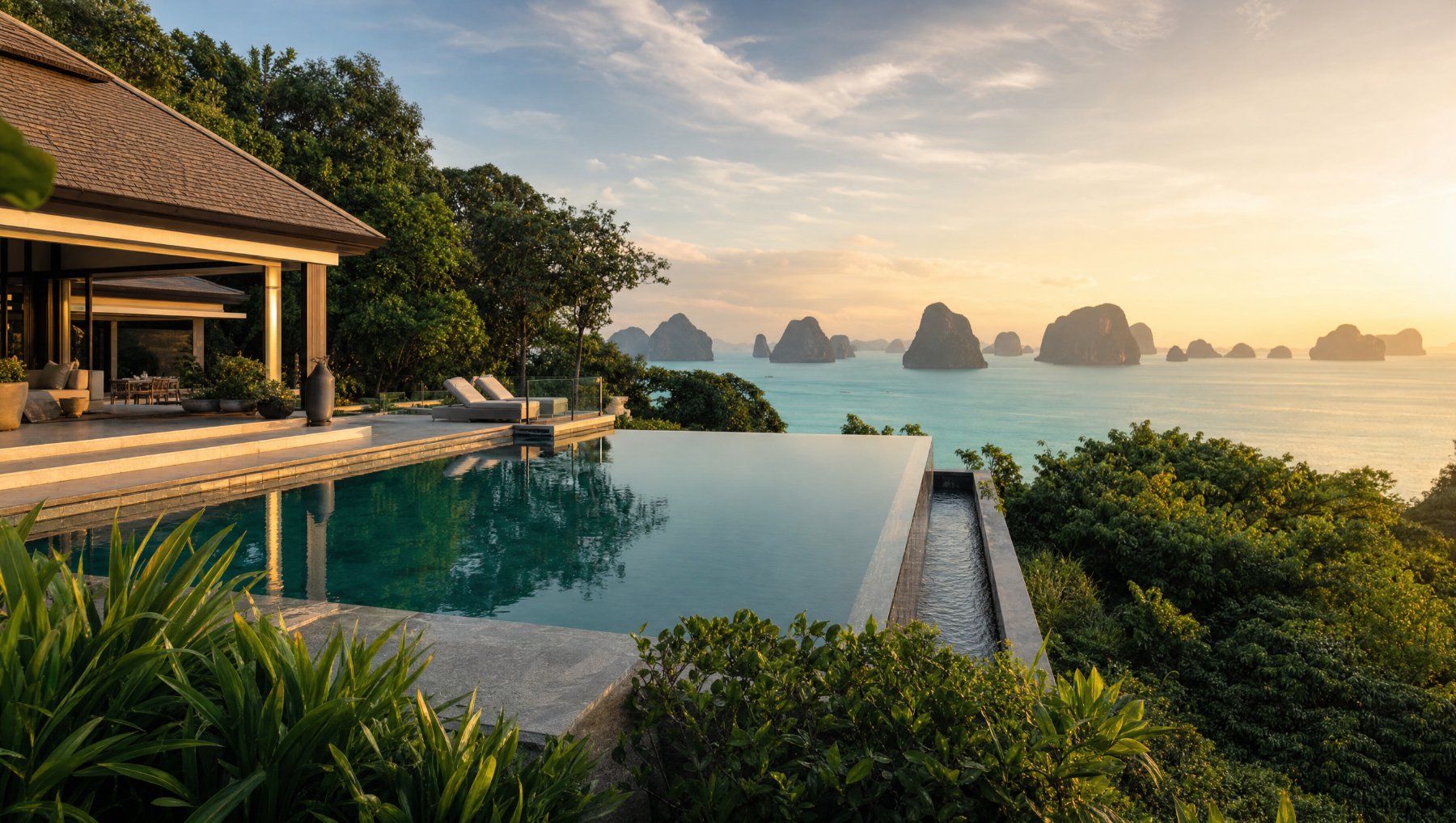 Luxury hillside villa with infinity pool overlooking the Andaman Sea in Phuket