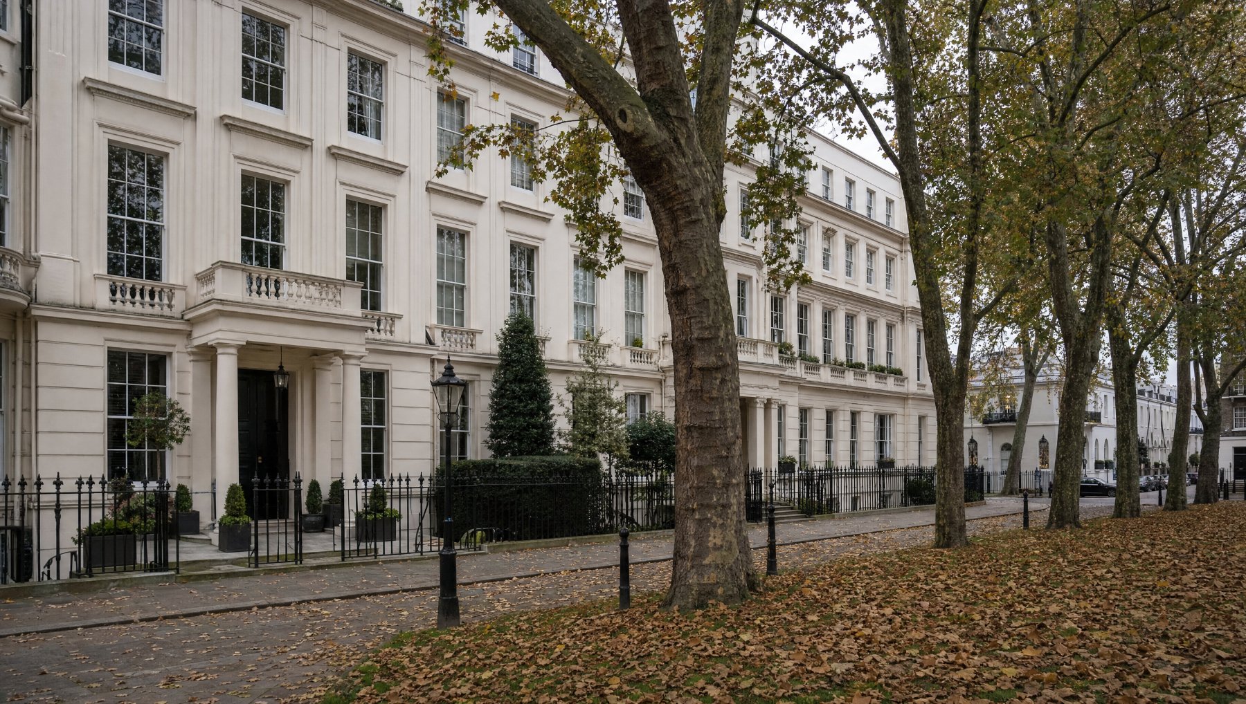 Georgian townhouses on a London garden square